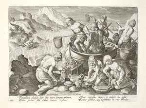 Einheimische fischen nach Riesenmuscheln am Indus, Tafel 102, Illustration aus 